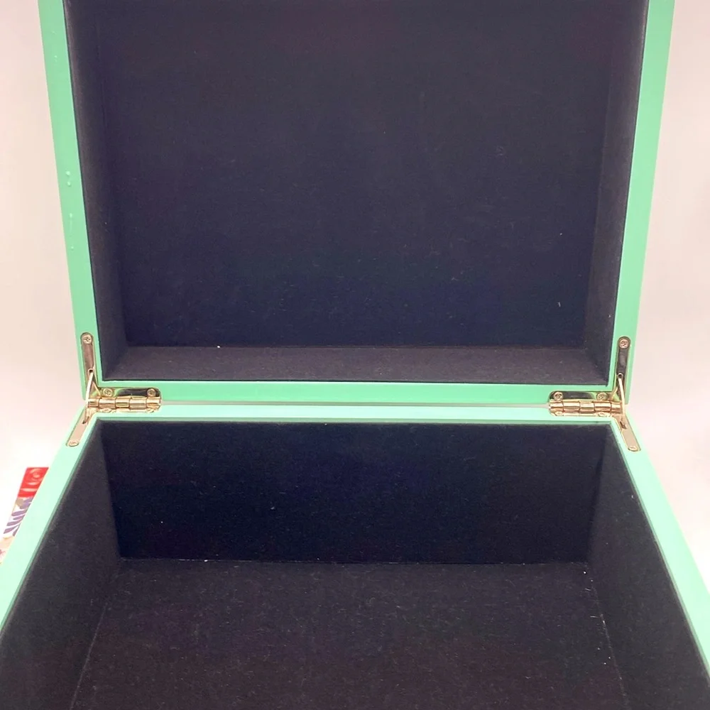 Nicole Miller Home Aqua Color Decorative Jewelry Box With Silver Accent